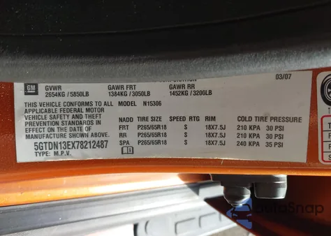 2007 Hummer H3 Suv from USA, damaged, VIN 5GTDN13EX78212487